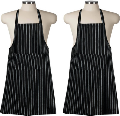 CRAZYWEAVES Cotton Chef's Apron - Free Size(Dark Green, Pack of 2)