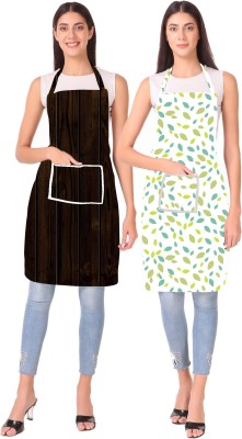 XENABO Polyester Home Use Apron - XL(Brown, Green, Pack of 2)