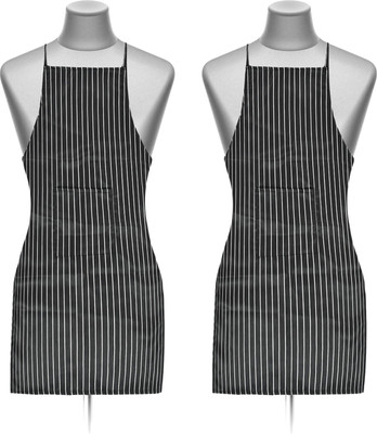 KUBER INDUSTRIES Cotton Home Use Apron - Free Size(Black, Pack of 2)