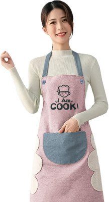 YELLOW WEAVES Polyester Home Use Apron - Free Size(Pink, Single Piece)