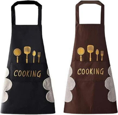Clipron Cotton Chef's Apron - Free Size(Multicolor, Pack of 2)