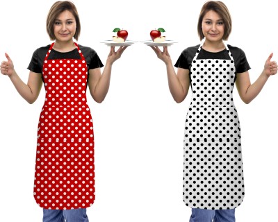 OASIS Cotton Home Use Apron - Free Size(Black, Red, Pack of 2)