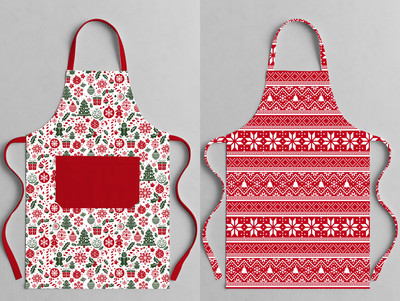 AKHVI Blended Home Use Apron - Free Size(Multicolor, Pack of 2)