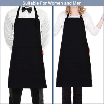 TENNYCER Polyester Home Use Apron - Free Size(Black, Pack of 2)