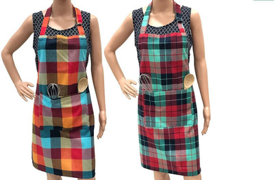 Pixel Home Cotton Home Use Apron - Free Size(Multicolor, Pack of 2)