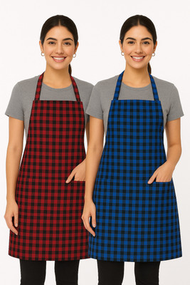 Dratini Cotton Chef's Apron - Free Size(Multicolor, Pack of 2)