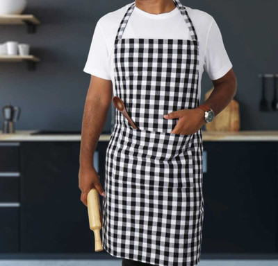 AREVOX Cotton Home Use Apron - Free Size(Black, Single Piece)