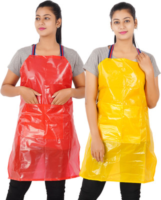 YAGOAVA PVC Home Use Apron - Free Size(Red, Yellow, Pack of 2)