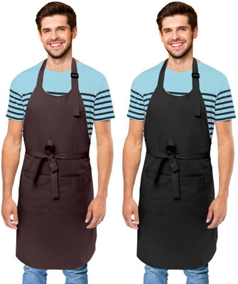 Cranique Polyester Home Use Apron - Free Size(Black, Brown, Pack of 2)