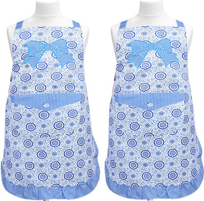 KUBER INDUSTRIES Cotton Home Use Apron - Free Size(Blue, Pack of 2)