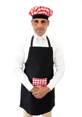 Tolexo Polyester Chef's Apron - Free Size(Red, Black, Single Piece)