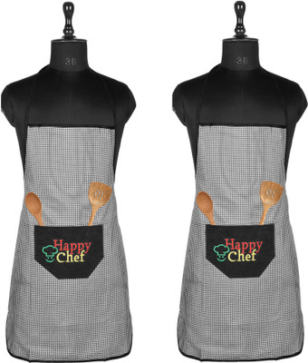 KUBER INDUSTRIES Polyester Home Use Apron - Free Size(Black, Pack of 2)
