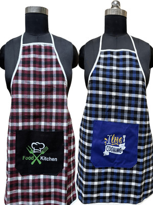 Homliva Cotton Chef's Apron - Free Size(Multicolor, Pack of 2)