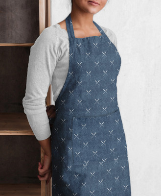 OASIS Cotton Home Use Apron - Free Size(Blue, Single Piece)