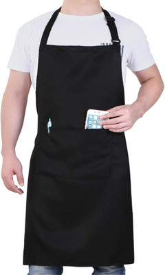 TENNYCER Polyester Home Use Apron - Free Size(Black, Single Piece)