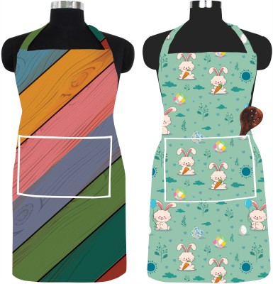 Lyzoo PVC Chef's Apron - Free Size(Brown, Multicolor, Green, Light Green, Pack of 2)