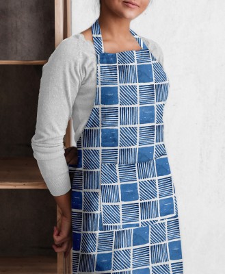 OASIS Cotton Home Use Apron - Free Size(Blue, Single Piece)