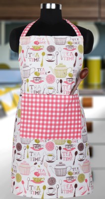 Peperhomia Cotton Home Use Apron - XXL(Pink, Green, Multicolor, Single Piece)