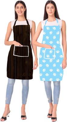 Hridyani Polyester Home Use Apron - XL(Brown, Light Green, Pack of 2)