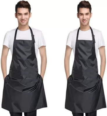 RAQTRO PVC Home Use Apron - Medium(Black, Pack of 2)