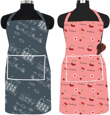 Ascension PVC Home Use Apron - Free Size(White, Grey, Red, Pack of 2)