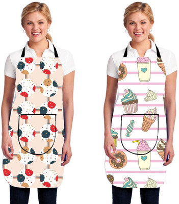 brothers trendz Cotton Chef's Apron - Free Size(Multicolor, Pack of 2)