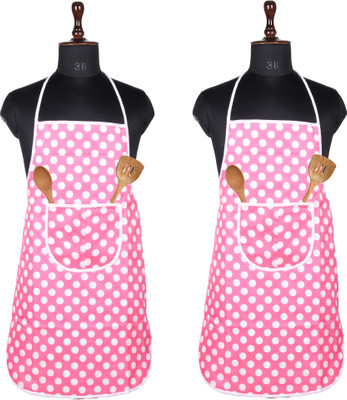 KUBER INDUSTRIES Polyester Home Use Apron - Free Size(Pink, Pack of 2)