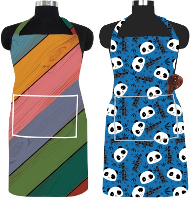 SPIRITED PVC Chef's Apron - Free Size(Brown, Multicolor, Blue, Pack of 2)