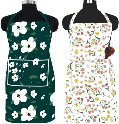 XENABO PVC Chef's Apron - Free Size(Dark Green, Yellow, Pack of 2)