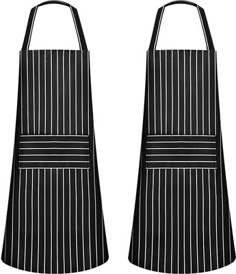 CRAZYWEAVES Cotton Home Use Apron - Free Size(Black, Pack of 2)