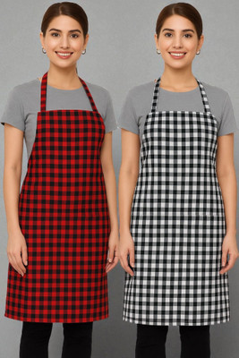 Dratini Cotton Chef's Apron - Free Size(Multicolor, Pack of 2)
