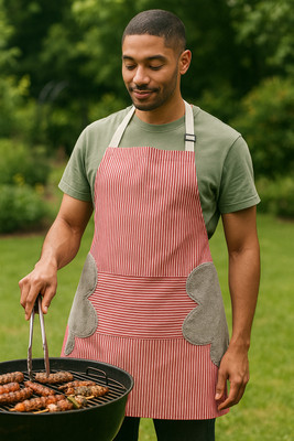 flea Cotton Chef's Apron - Free Size(Red, Single Piece)