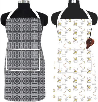 SPIRITED PVC Chef's Apron - Free Size(Grey, White, Beige, Multicolor, Pack of 2)