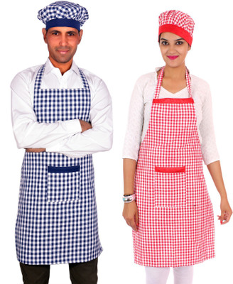 SWITCHON Cotton Chef's Apron - Free Size(Multicolor, Pack of 2)