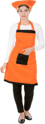 SWITCHON Polyester Home Use Apron - Free Size(Black, Orange, Single Piece)