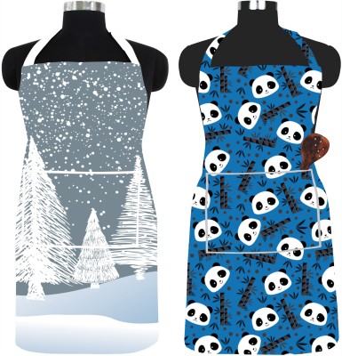 SPIRITED PVC Chef's Apron - Free Size(Grey, Silver, Blue, Pack of 2)