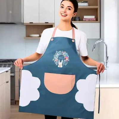 ROMJ Polyester Home Use Apron - Free Size(Blue, Single Piece)
