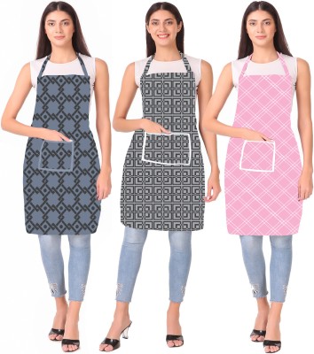 XENABO PVC Home Use Apron - XL(Grey, Grey, Red, Pack of 3)