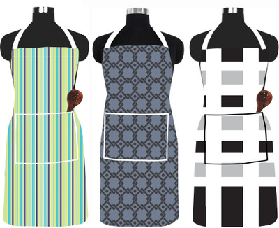 XENABO Nylon Home Use Apron - Free Size(Green, Grey, Black, Pack of 3)