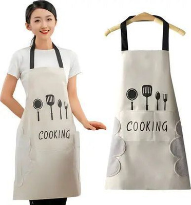 Anuakho Polyester Home Use Apron - Free Size(White, Single Piece)