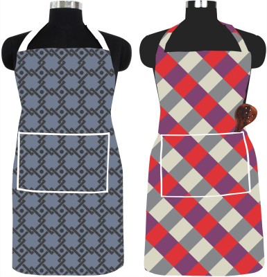SPIRITED PVC Chef's Apron - Free Size(Grey, Red, Grey, Pack of 2)