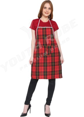 YOUTH ROBE Cotton Home Use Apron - Free Size(Maroon, Single Piece)