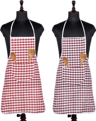 KUBER INDUSTRIES Cotton Home Use Apron - Free Size(Multicolor, Pack of 2)