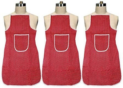 KUBER INDUSTRIES Cotton Home Use Apron - Free Size(Maroon, White, Pack of 3)