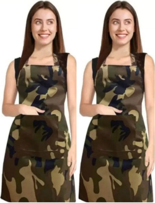 RAQTRO Polyester Home Use Apron - Medium(Multicolor, Pack of 2)