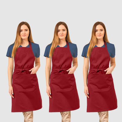 proheal Polyester Home Use Apron - Free Size(Red, Pack of 3)
