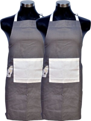 Vikas Cotton Chef's Apron - Free Size(Grey, Pack of 2)