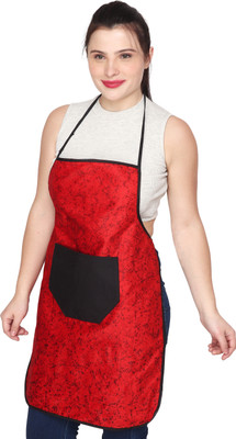 JMI Velvet Chef's Apron - Free Size(Red, Single Piece)