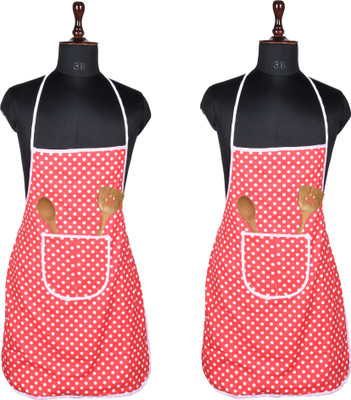 KUBER INDUSTRIES Polyester Home Use Apron - Free Size(Red, Pack of 2)