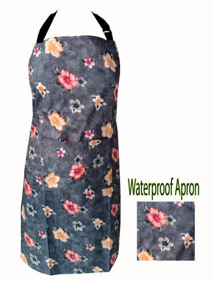 CRAZYWEAVES Polyester Chef's Apron - Free Size(Grey, Single Piece)